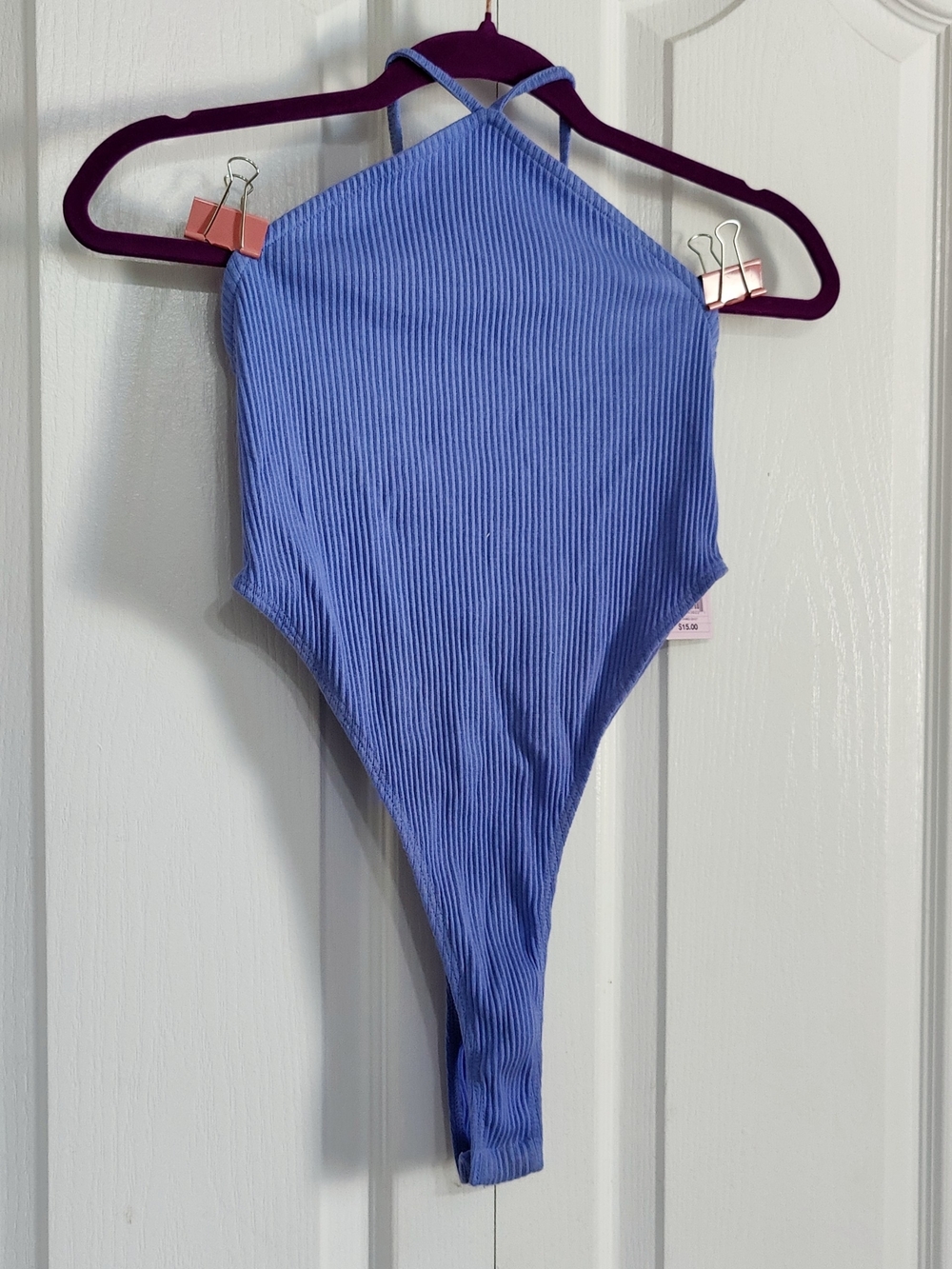NWT Periwinkle Blue High-Neck Thong Bodysuit Rave Festival High Cut Low Back XS